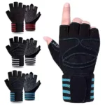 Gym Fitness Weight Lifting Body Building Training Sports Exercise Sport Workout Gloves with Built-in Wrist Wraps for Men and Women