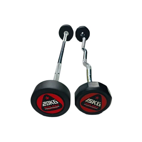 Iron-Man-Barbell Iron Man Fixed Rubber Barbell (Straight or Curl Handle) - Image 1