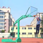 Professional Basketball Green Color stand with Fiber Temper Glass Board and Ring material Steel for pipe toughened glass for backboard